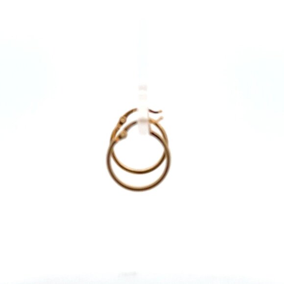 18K Yellow Gold Earrings Hoops Loops Small - Picture 7 of 9